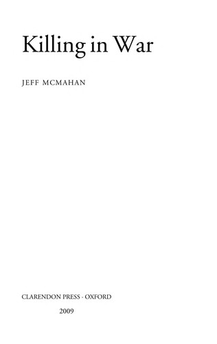 Killing in War by Jeff McMahan